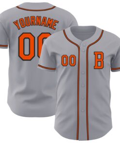 Custom Gray Orange-Black Authentic Baseball Jersey