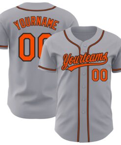 Custom Gray Orange-Black Authentic Baseball Jersey