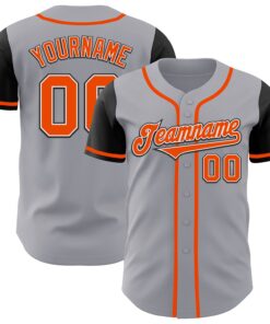 Custom Gray Orange-Black Authentic Two Tone Baseball Jersey