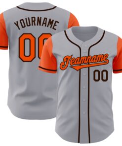 Custom Gray Orange-Brown Authentic Two Tone Baseball Jersey