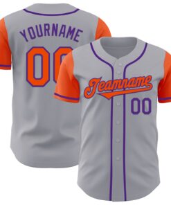Custom Gray Orange-Purple Authentic Two Tone Baseball Jersey