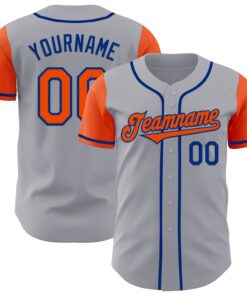 Custom Gray Orange-Royal Authentic Two Tone Baseball Jersey