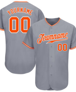 Custom Gray Orange-White Authentic Baseball Jersey