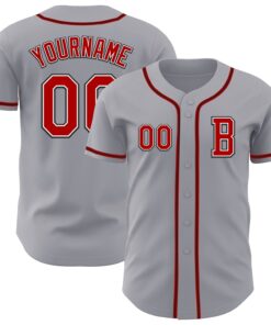 Custom Gray Red-Black Authentic Baseball Jersey