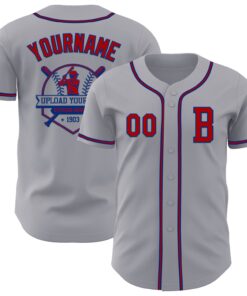 Custom Gray Red-Royal Authentic Baseball Jersey
