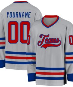 Custom Gray Red-Royal Hockey Jersey