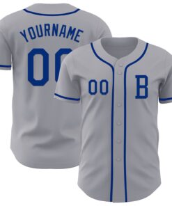 Custom Gray Royal Authentic Baseball Jersey