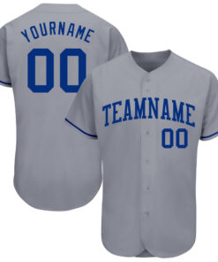 Custom Gray Royal Authentic Baseball Jersey