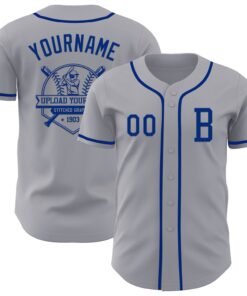 Custom Gray Royal Authentic Baseball Jersey