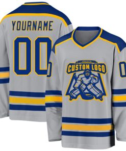 Custom Gray Royal-Gold Hockey Jersey