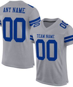 Custom Gray Royal Mesh Authentic Football Jersey