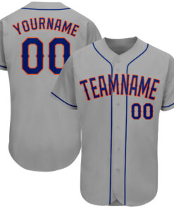 Custom Gray Royal-Orange Authentic Baseball Jersey