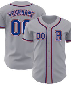Custom Gray Royal-Red Authentic Baseball Jersey