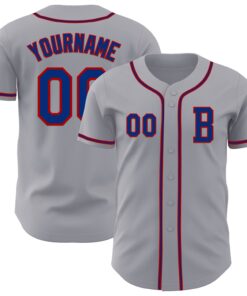 Custom Gray Royal-Red Authentic Baseball Jersey