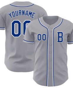 Custom Gray Royal-White Authentic Baseball Jersey