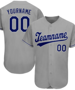 Custom Gray Royal-White Authentic Baseball Jersey