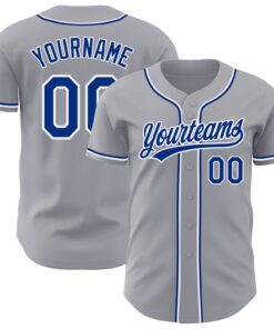 Custom Gray Royal-White Authentic Baseball Jersey