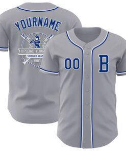 Custom Gray Royal-White Authentic Baseball Jersey