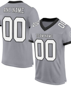Custom Gray White-Black Mesh Authentic Football Jersey