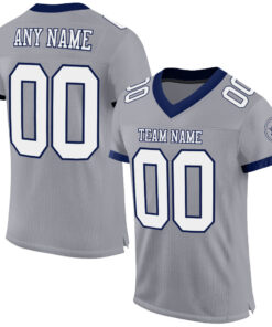 Custom Gray White-Navy Mesh Authentic Football Jersey