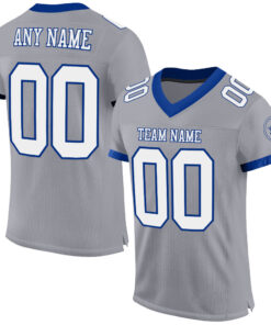 Custom Gray White-Royal Mesh Authentic Football Jersey