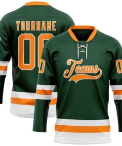 Custom Green Bay Orange-White Hockey Lace Neck Jersey