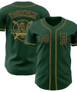 Custom Green Black-Old Gold Authentic Baseball Jersey