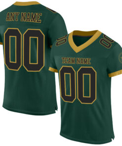 Custom Green Black-Old Gold Mesh Authentic Football Jersey