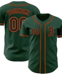 Custom Green Black-Orange Authentic Baseball Jersey