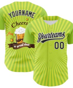 Custom Green Black-White 3D Pattern Design Father's Day Beer Cheers Authentic Baseball Jersey