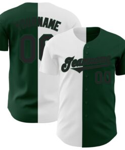 Custom Green Black-White Authentic Split Fashion Baseball Jersey