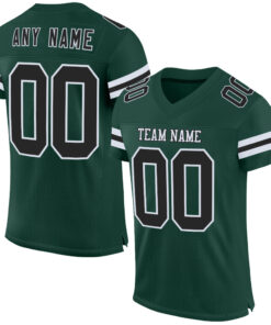 Custom Green Black-White Mesh Authentic Football Jersey
