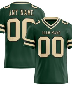 Custom Green City Cream-Black Mesh Authentic Football Jersey