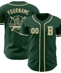Custom Green Cream Authentic Baseball Jersey