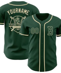 Custom Green Cream Authentic Baseball Jersey