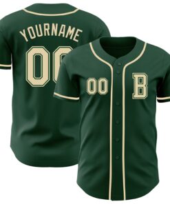 Custom Green Cream Authentic Baseball Jersey