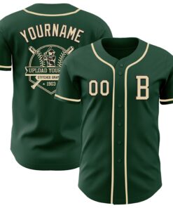 Custom Green Cream-Black Authentic Baseball Jersey