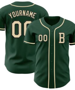 Custom Green Cream-Black Authentic Baseball Jersey