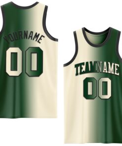 Custom Green Cream-Black Authentic Gradient Fashion Basketball Jersey