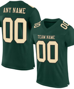 Custom Green Cream-Black Mesh Authentic Football Jersey