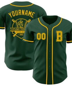 Custom Green Gold Authentic Baseball Jersey