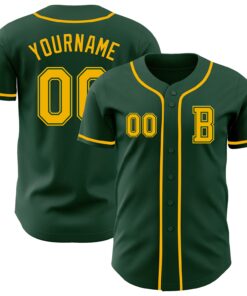 Custom Green Gold Authentic Baseball Jersey