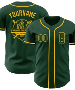 Custom Green Gold Authentic Baseball Jersey