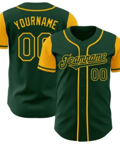 Custom Green Gold Authentic Two Tone Baseball Jersey