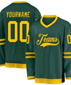 Custom Green Gold Hockey Jersey