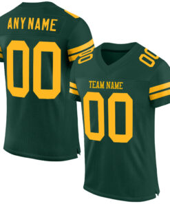 Custom Green Gold Mesh Authentic Football Jersey