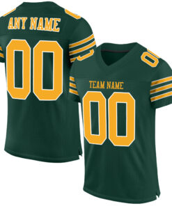 Custom Green Gold-White Mesh Authentic Football Jersey