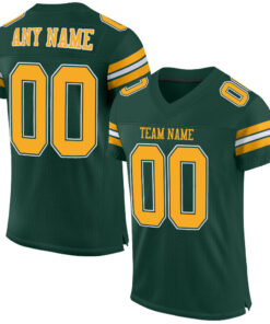 Custom Green Gold-White Mesh Authentic Football Jersey