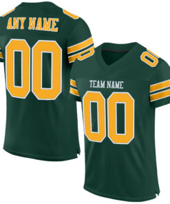 Custom Green Gold-White Mesh Authentic Football Jersey