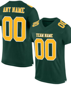 Custom Green Gold-White Mesh Authentic Football Jersey